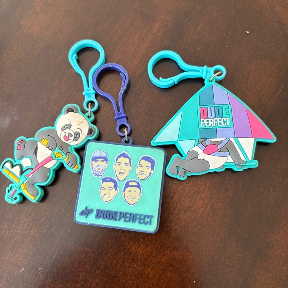 Dude Perfect Keychains Set Of 3  Multicolor Trigger Clip